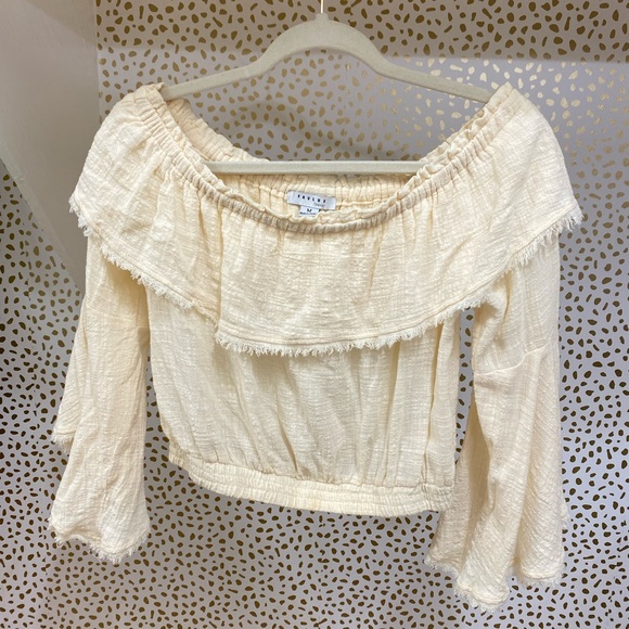 Boho Linen Crop Blouse ( Size M) - Picture 1 of 3